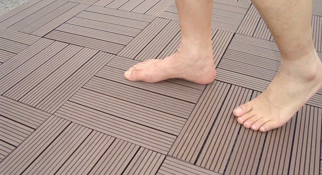 barefoot on decko deck tiles